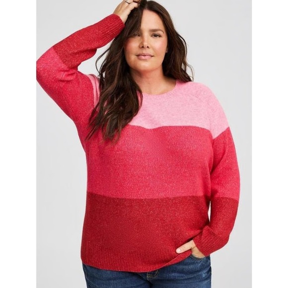 torrid Sweaters - Torrid Colorblock Sweater 00 Pink Red M/L 10